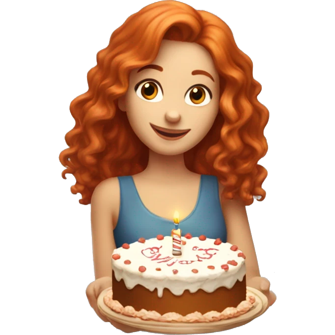 Elbette, işte istediğiniz şekilde bir prompt:

Red-haired beautiful girl holding a birthday cake, looking happy. emoji