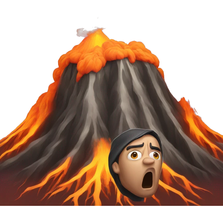 Shocked man with volcano head emoji