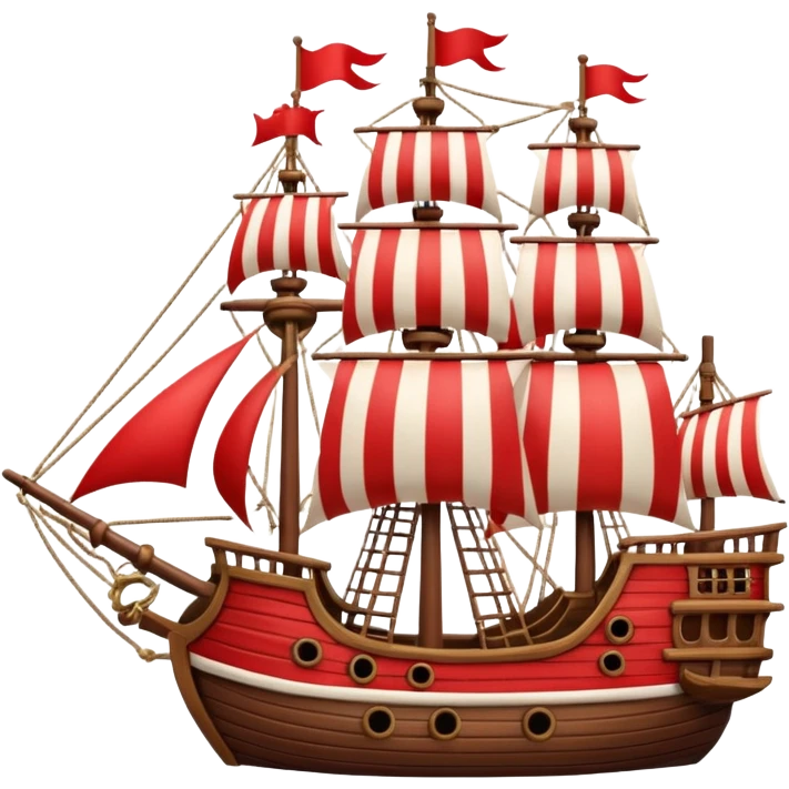 red and white lines pirate ships emoji