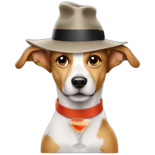 Dog with hat drinking a martini emoji
