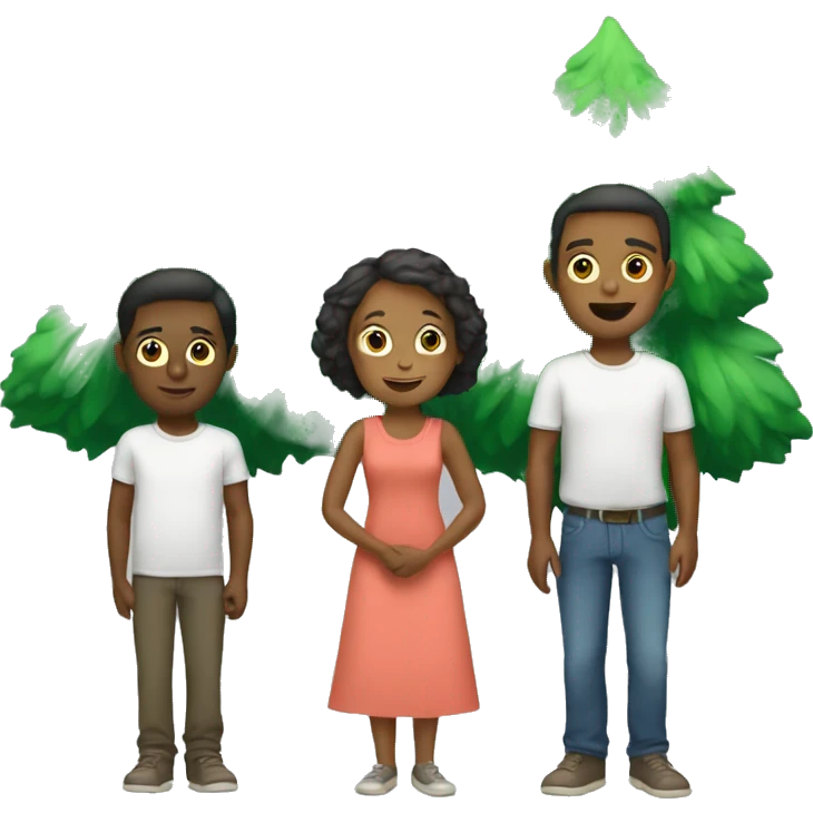 Man and woman with tree children boys  emoji