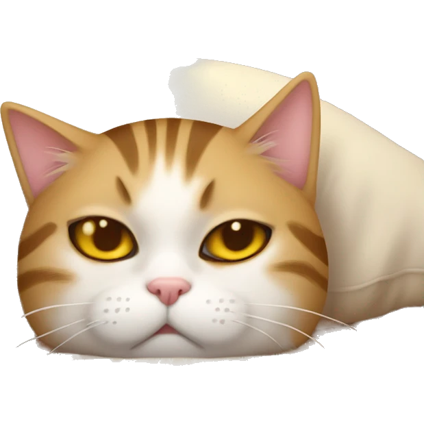 Gatito atigrado beige durmiendo en la cama emoji