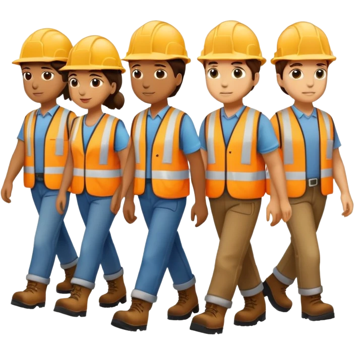 group of labor workers walking emoji