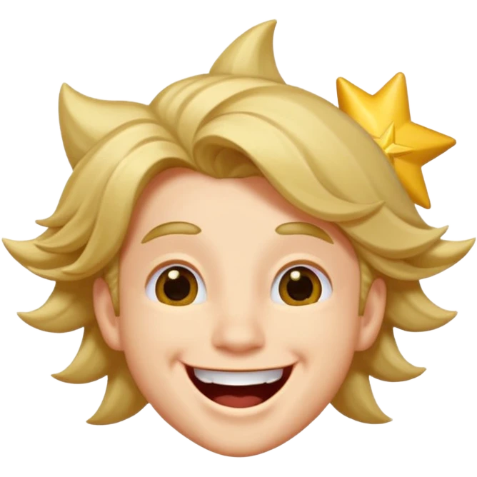 Moreno ojos de estrella riéndose y pelo asía lado emoji