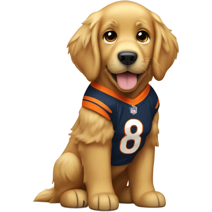 ￼ Golden Retriever wearing a Denver Broncos uniform emoji