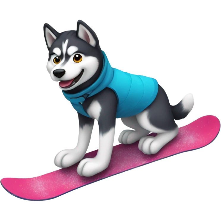 husky in a snowboard emoji