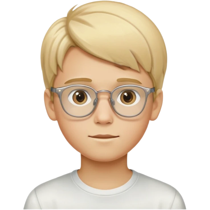 A boy with blond hair of medium length and light brown transparent glasses, he should look mid 13-14 years old  emoji