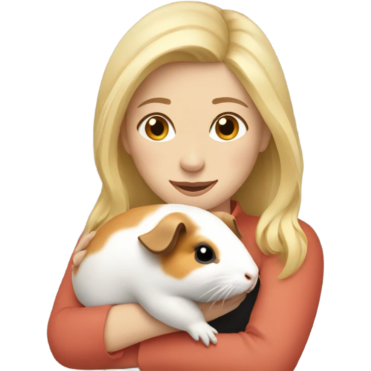 Blonde Woman hugging a guineapig emoji