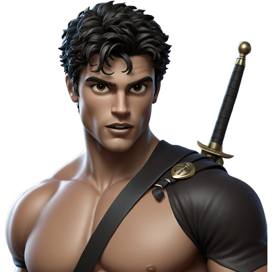 muscular boy with sword emoji
