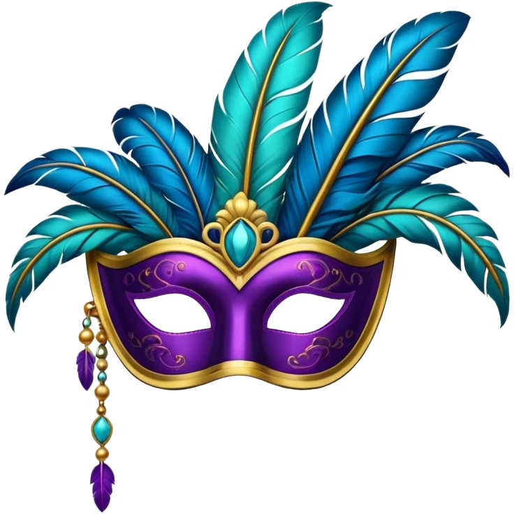 Venetian mask with feathers, simple and bold, minimal details emoji