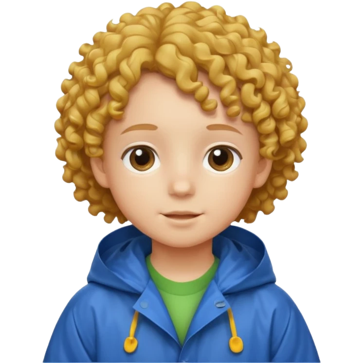 curly hair kid with raincoat emoji