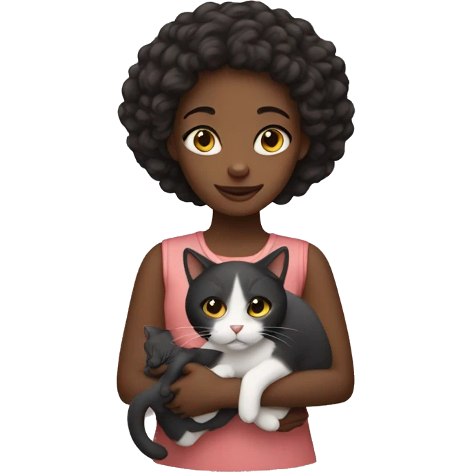 black girl holding cat emoji