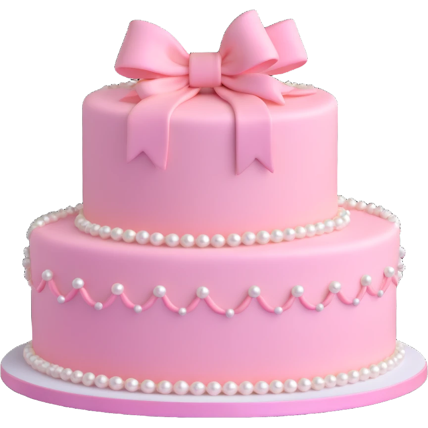 light pink cake decorated with pearls and a light pink bow on top emoji