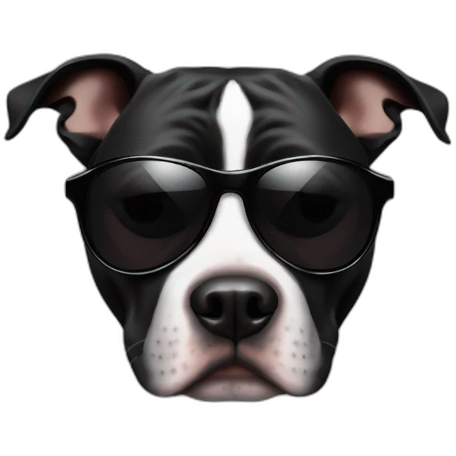 Black Staffordshire bull terrier in sunglasses emoji