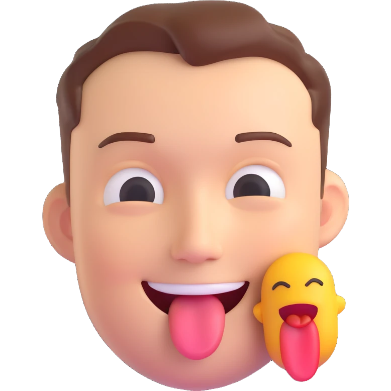 Elon Musk emoji, winking, tongue out, fun and cheeky emoji