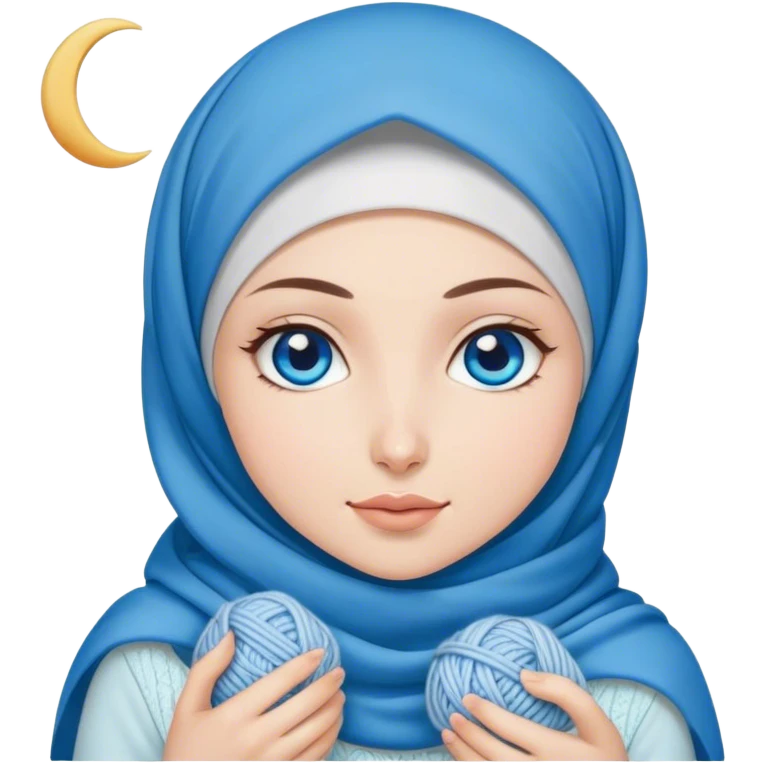 Turkish beautiful finish Konya girl blue eyes with moon hijab does knitting  emoji