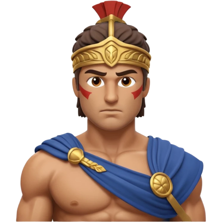 crea a un guerrero griego estoico, muy musculoso 3d, realista emoji