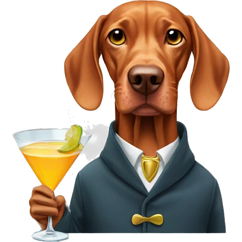 Vizsla holding martini emoji