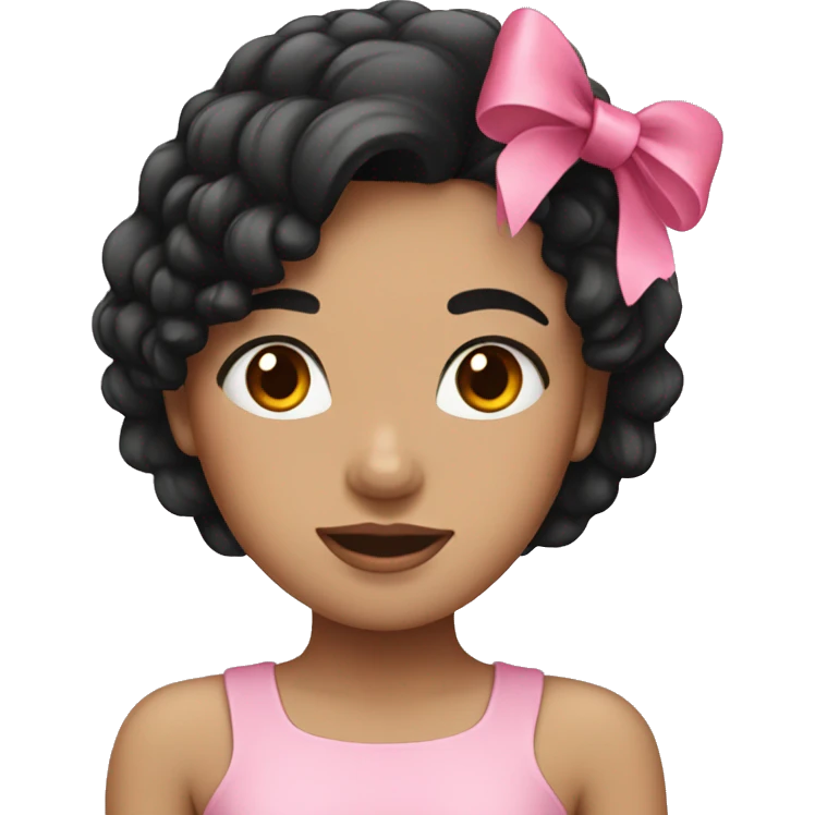 girl with black hair with pink bow emoji