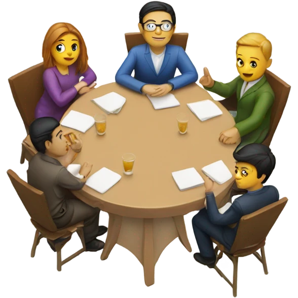 6 people sitting either side of a table emoji