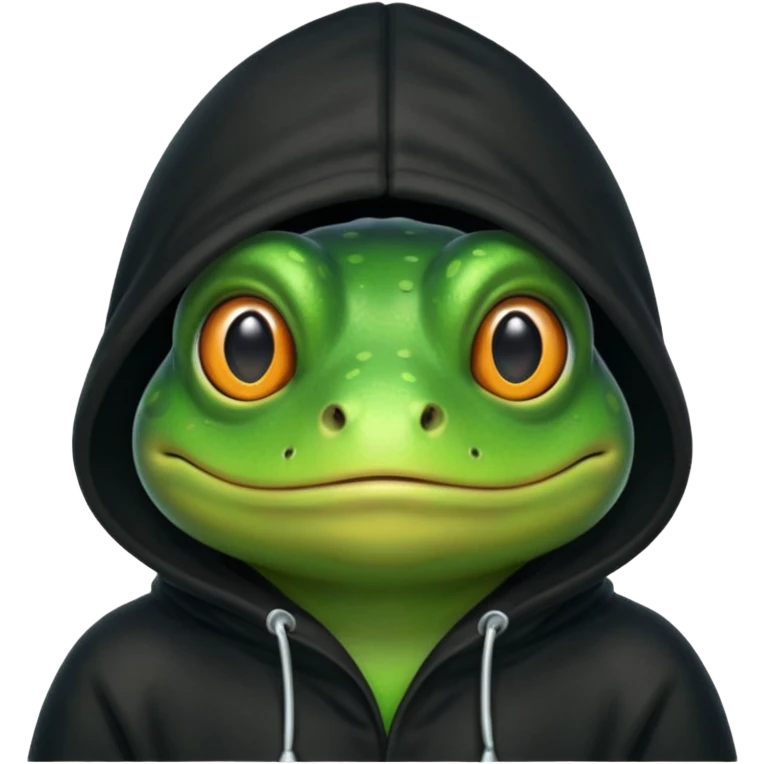 Frog wearing a black hood emoji