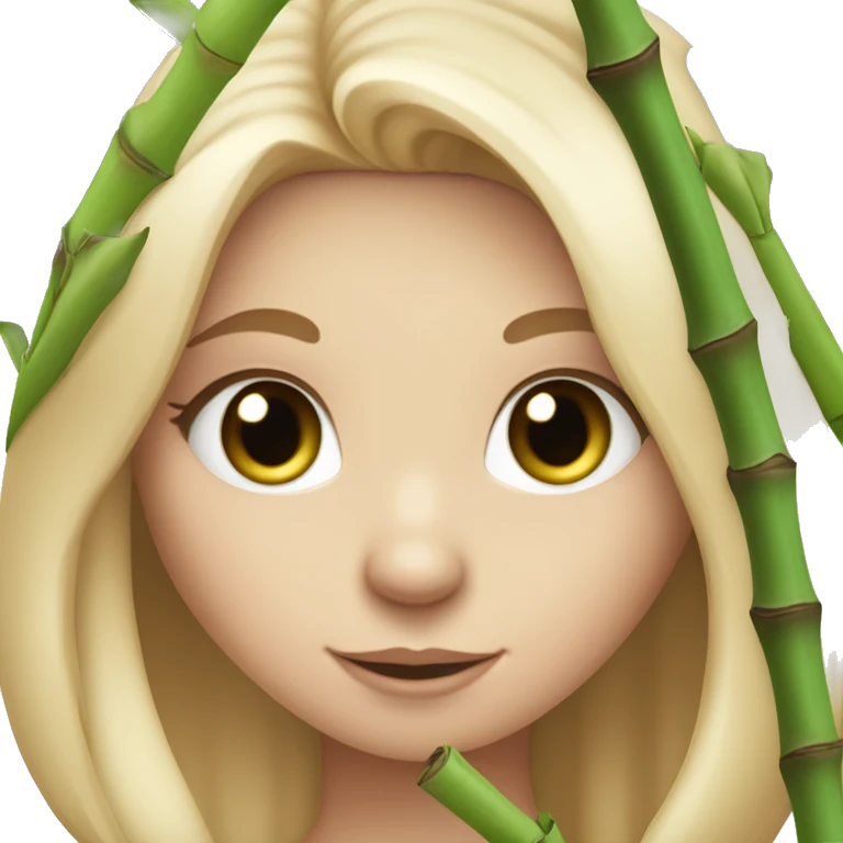 White Girl with blonde hair and green eyes and koala ears holding bamboo stick  emoji