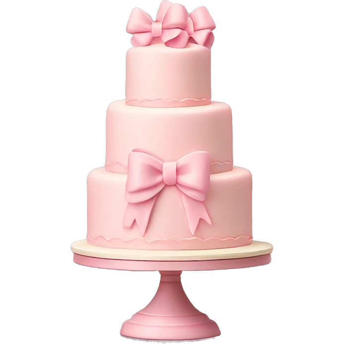 Light pink 3 tier cake with bows and vintage frosting design  emoji