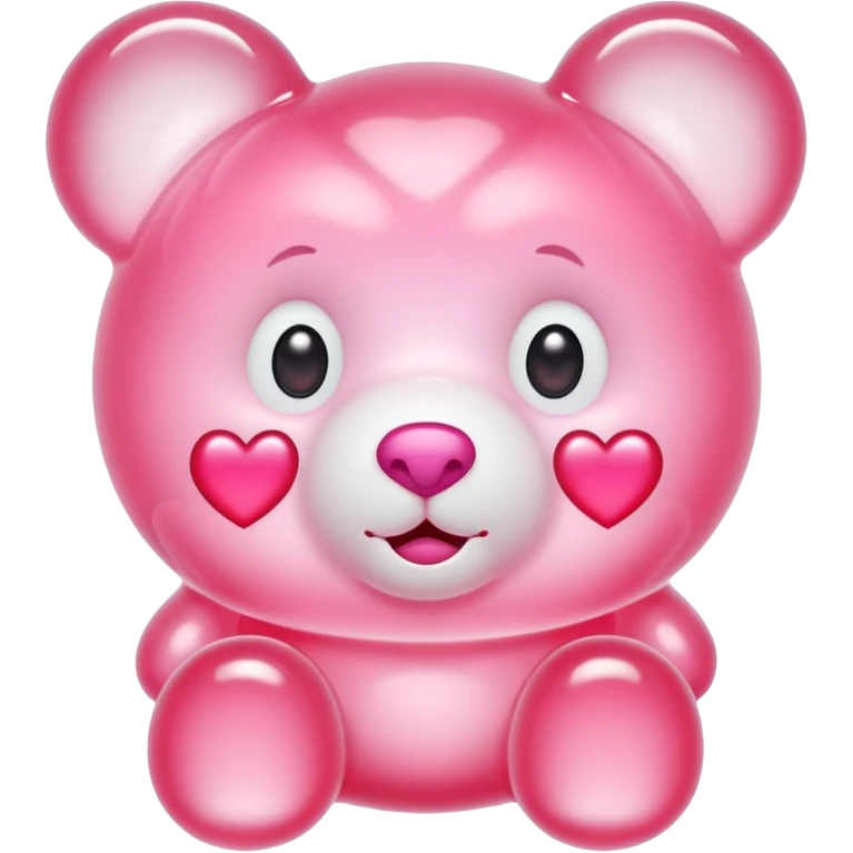 White jelly bear in the shape of a [unclear] with large pink heart-shaped eyes emoji