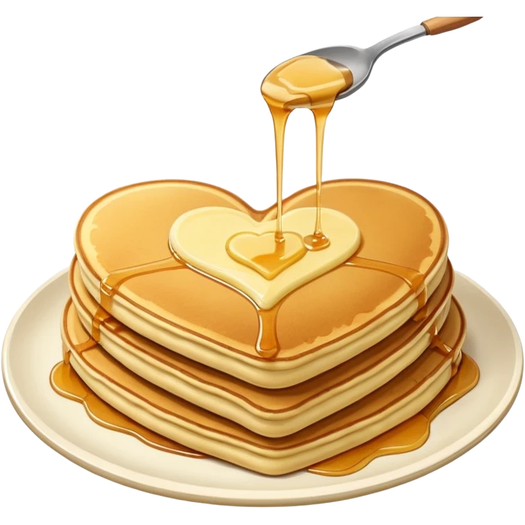 Heart shaped pancakes with butter and syrup  emoji