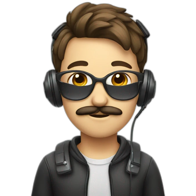 Boy with moustache and headset emoji