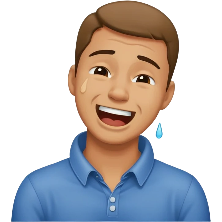Man grabbing neck while crying laughing emoji