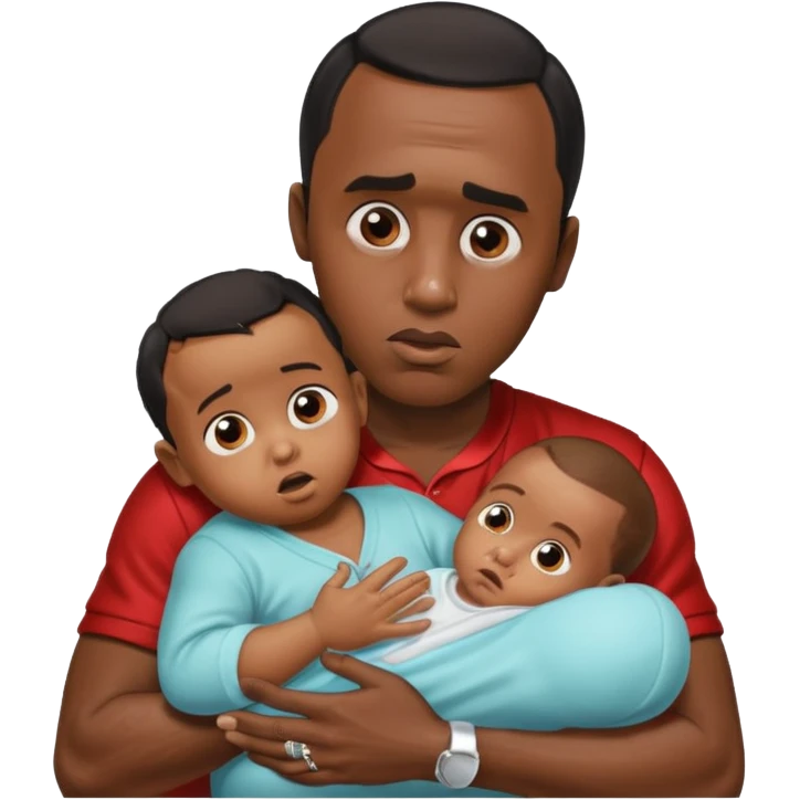 Sean “Diddy” Combs with baby oil and a very small infant and he’s pouring the baby oil on the baby and they have a scared face they’re really scared emoji