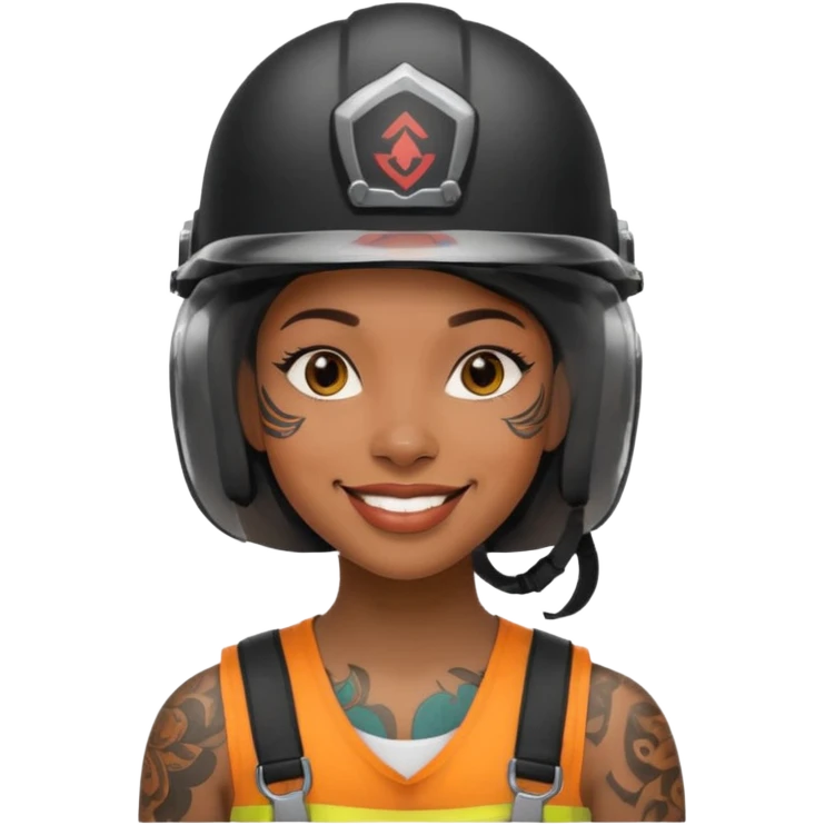tattooed black woman in helmets emoji