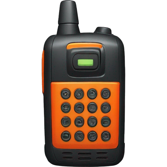 black walkie talkie with red-orange button on side emoji