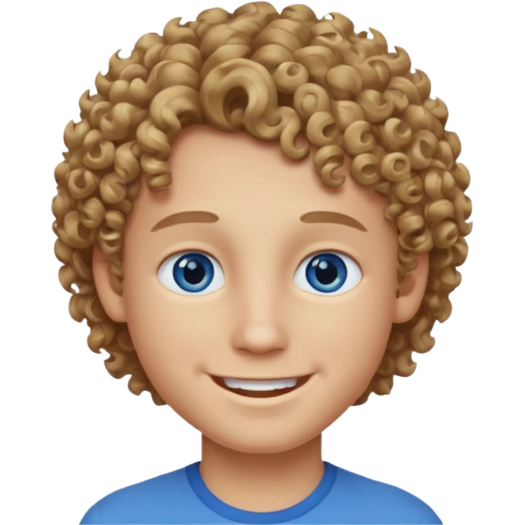 Boy with curly dark blonde hair and blue eyes  emoji