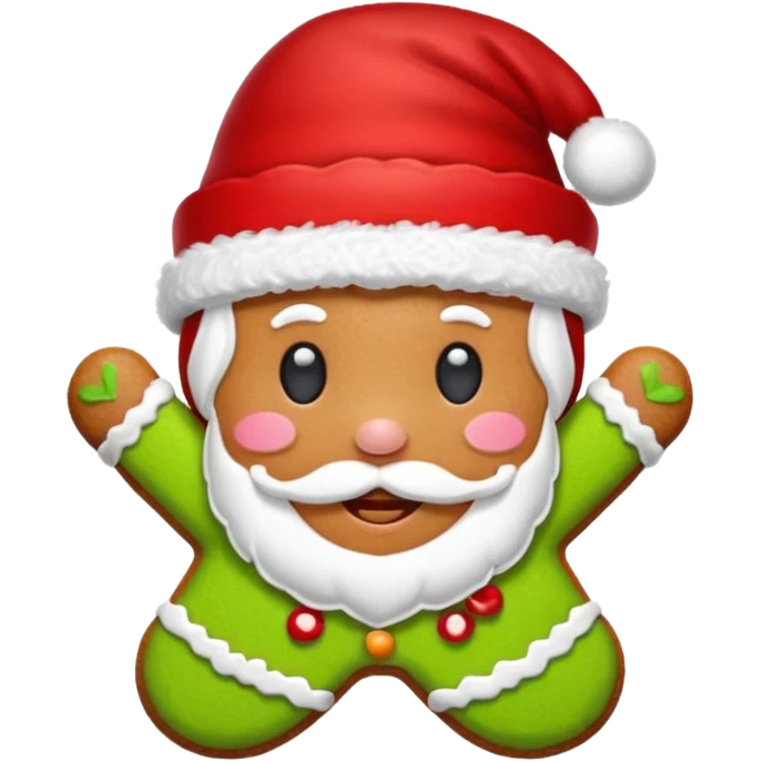gingerbread cookie in red hat of santa shape emoji