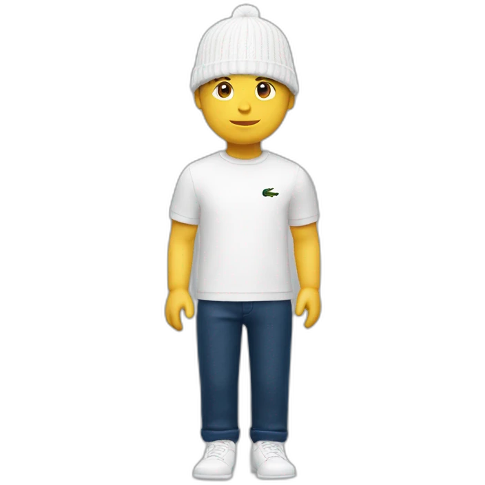 white boy using lacoste beanie with lacoste emoji