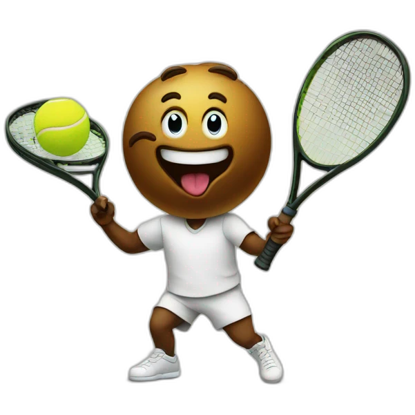 Poop emoji playing tennis emoji