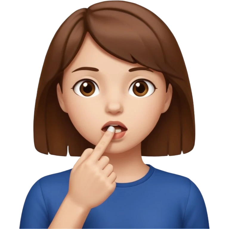 a girl with her fist in her mouth emoji