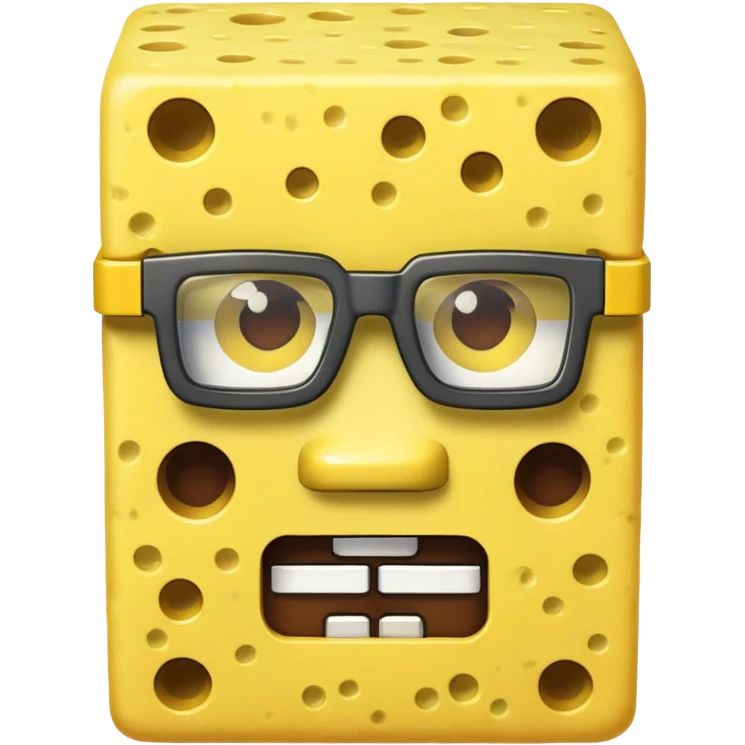 sponge with buck teeth and glasses wearing a Minecraft shirt emoji