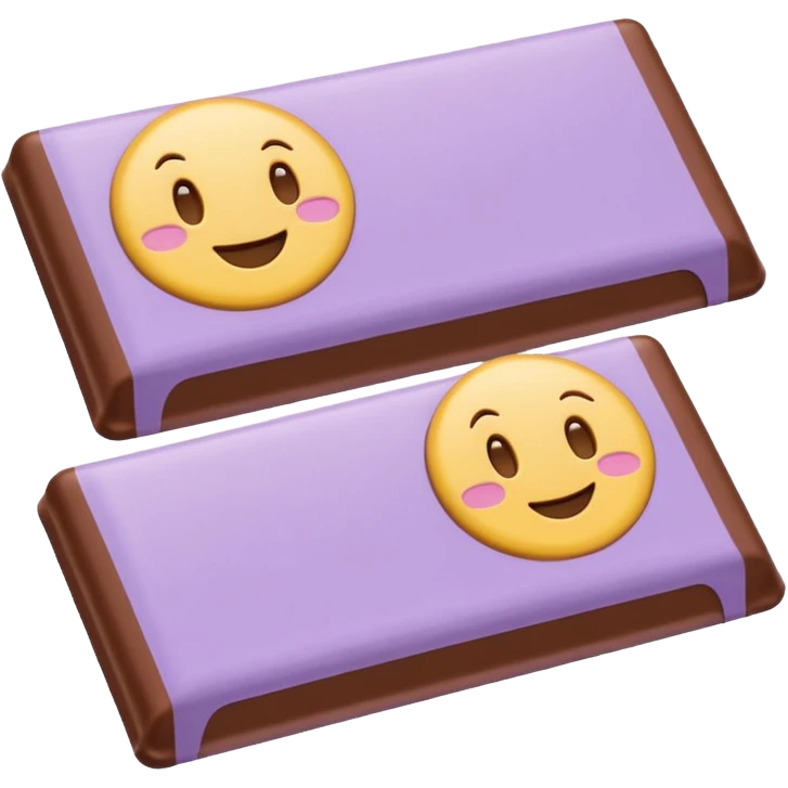 emoji style flat illustration, pastel lilac Milka chocolate bar, beige pink yellow accent tones, light grain, no background, pinterest sticker aesthetic emoji