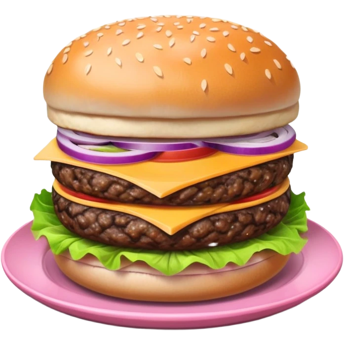Pink plate with burger emoji