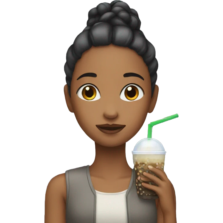 Girl with boba emoji