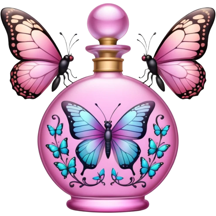 Pink perfume spray with butterflies on bottle  emoji