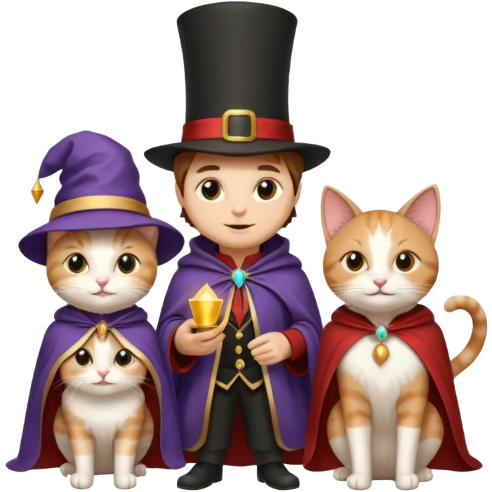magician couple and their pet cat emoji