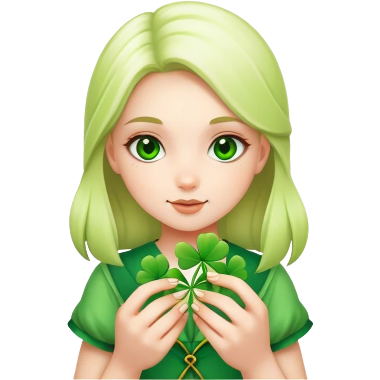 Girl with four leaf clovers emoji