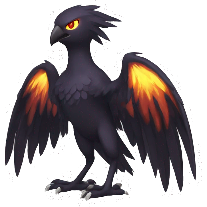 Fantasy legendary dark bird shadow-type-Phoenix Fakemon full body emoji