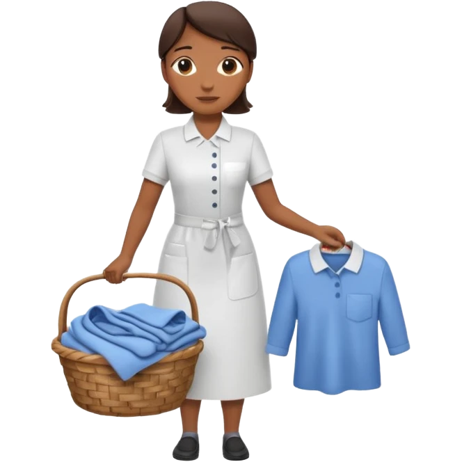 a detailed, high quality full body illustration of a housekeeper folding the laundry, emoji