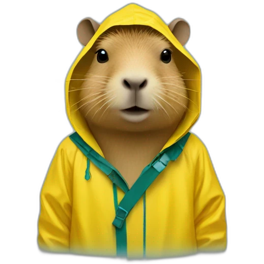 Capybara in a yellow rain jacket  emoji