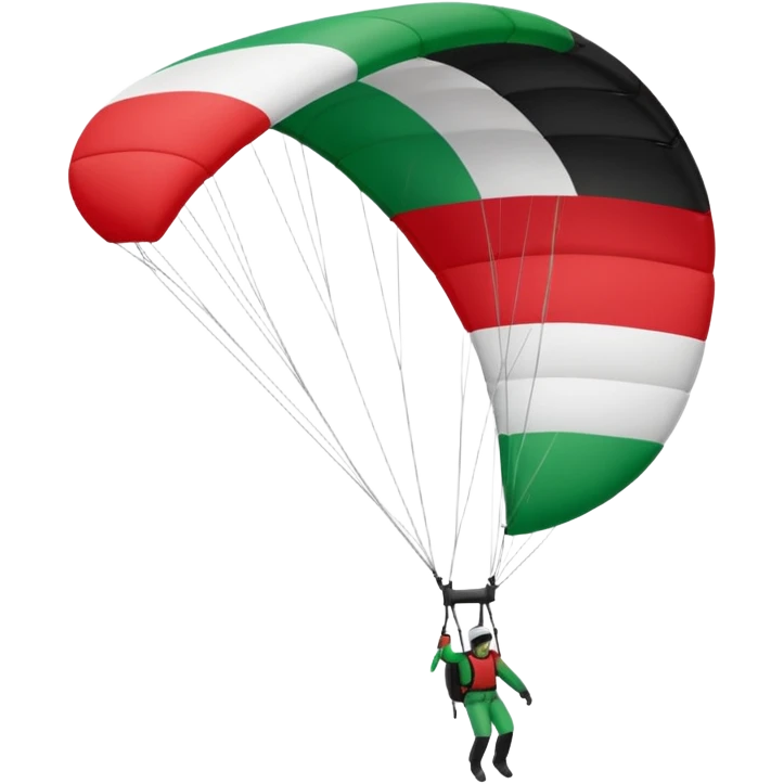 a palestinian flag with a paraglider, respect scrupulously the correct shapes and colours of the palestinian flag, try again emoji